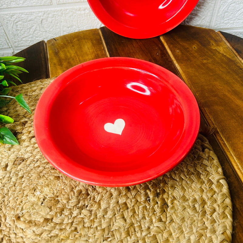 Scarlet Heart Ceramic Pasta Plate